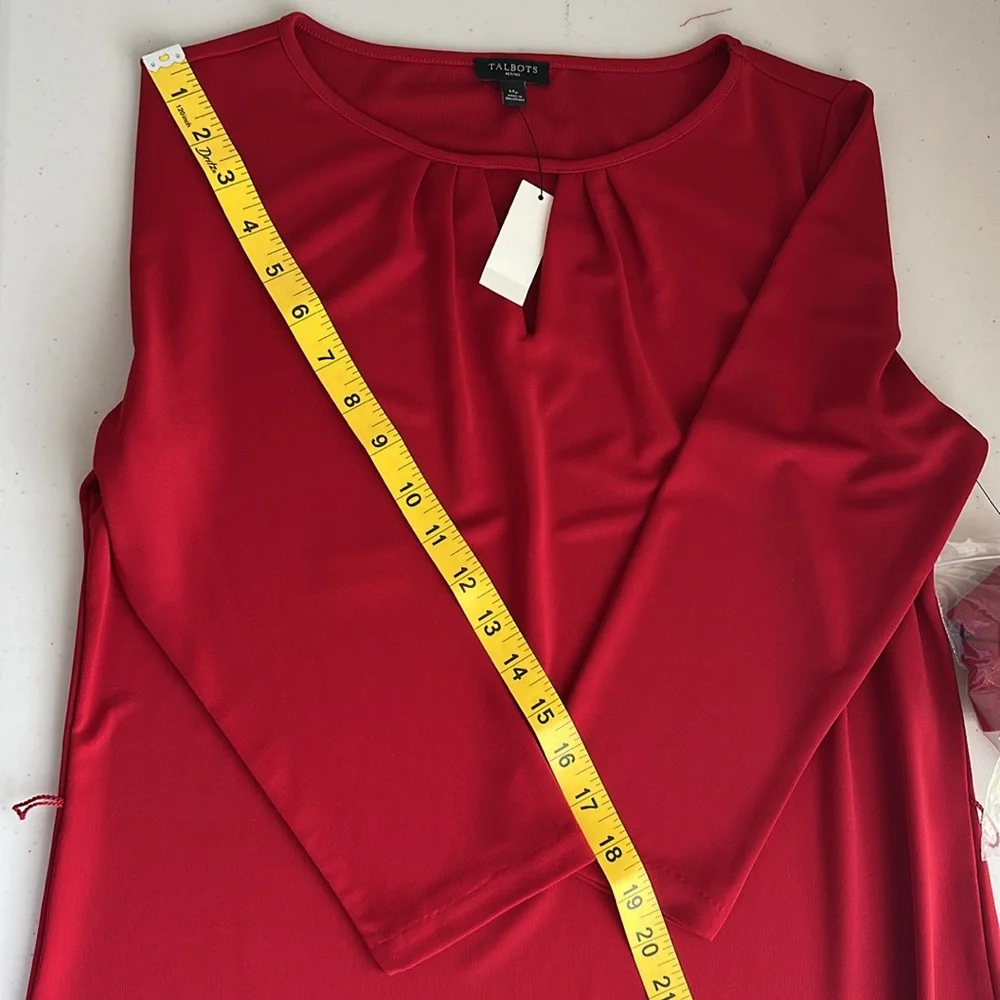 Talbots Red Long Sleeve Dress - Picture 6 of 11